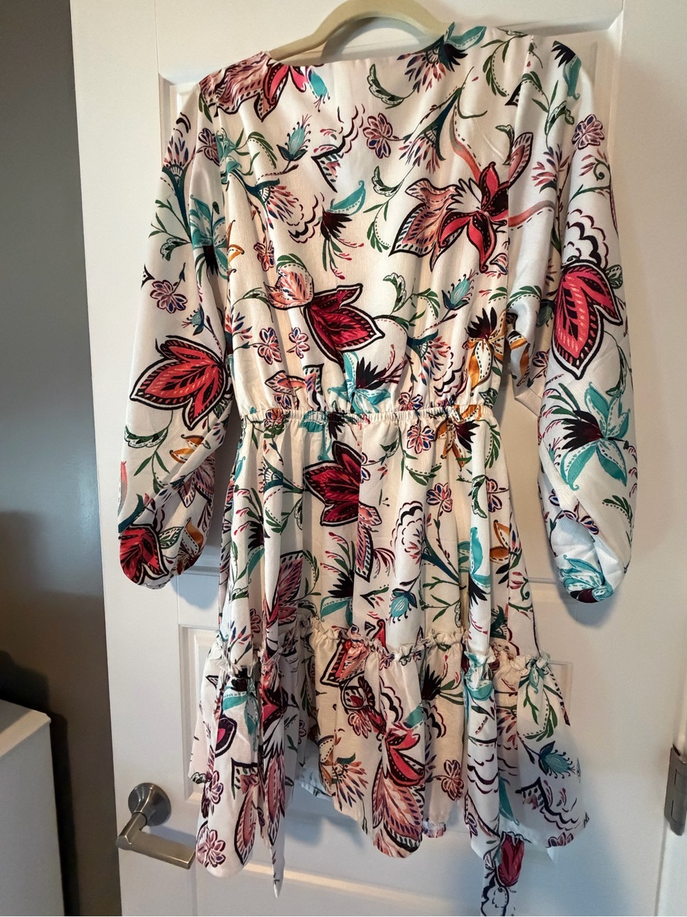 Baltic Born Cream Mini Dress with Pink & Teal Floral Print